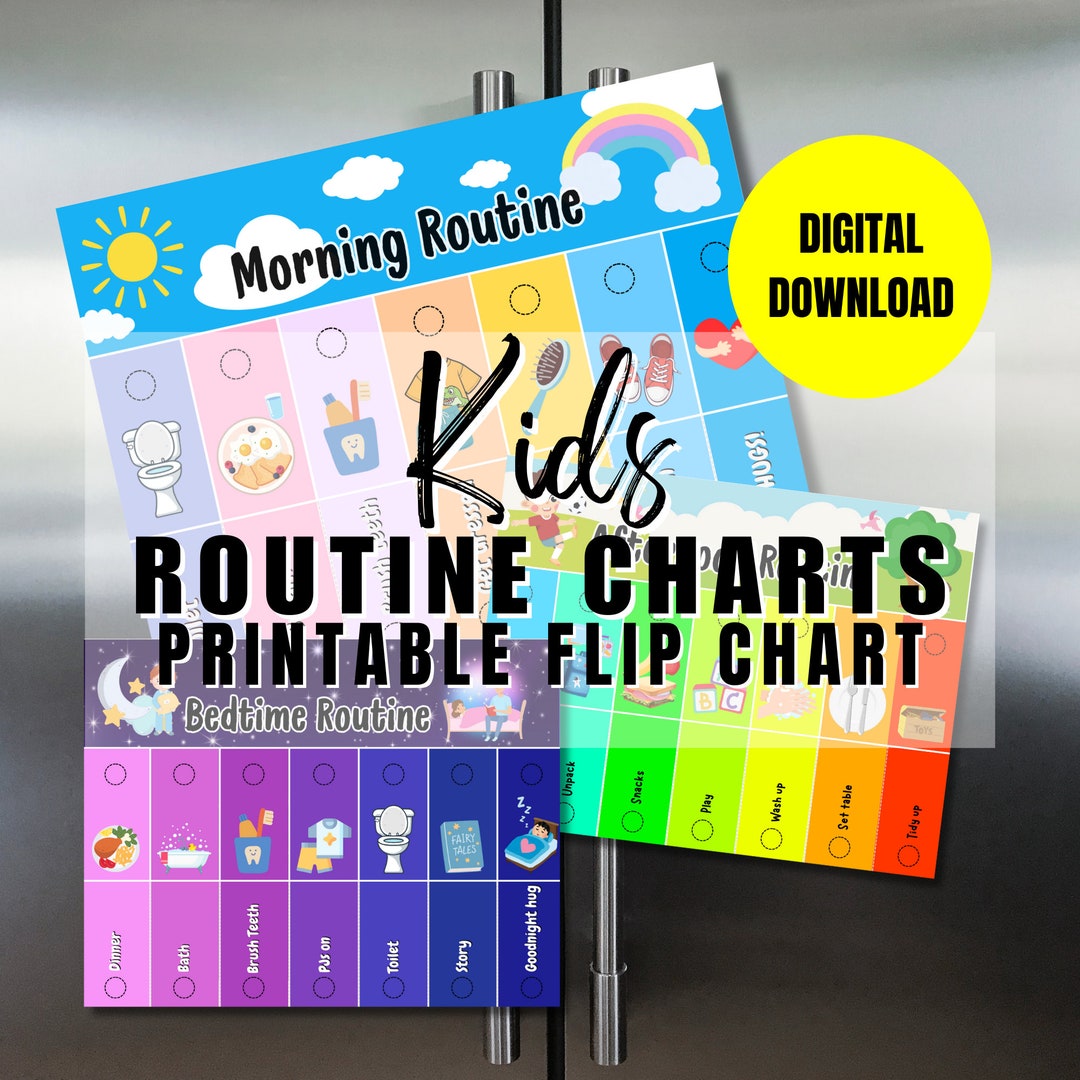 Daily Routine Chart Bundle, Printable Folding Flip Chart, Kids Daily ...