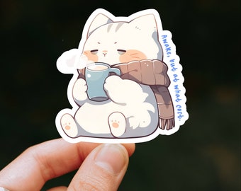 Tired Grumpy Cat Vinyl Sticker