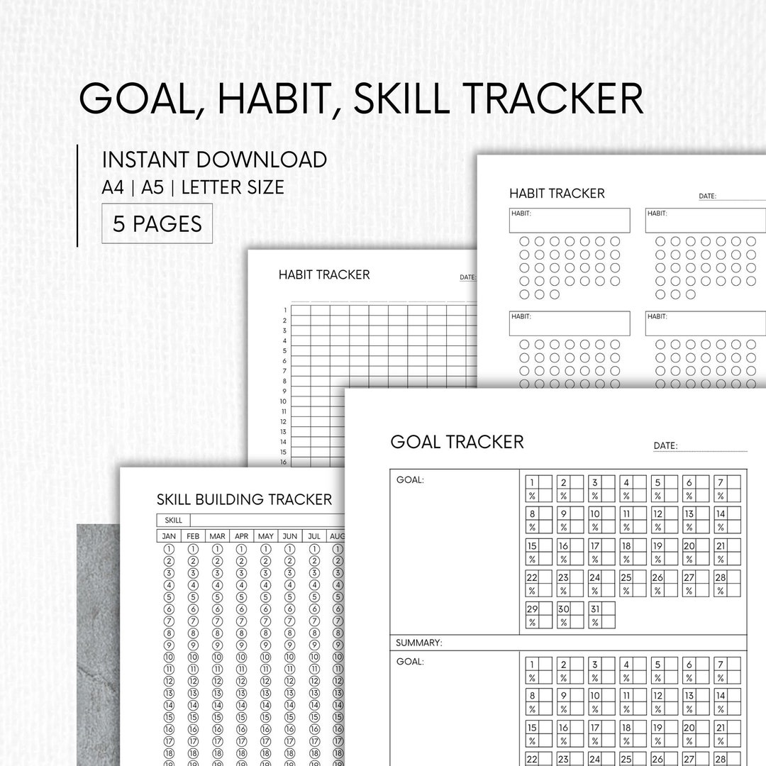 Goal Tracker Printable | Habit Tracker Printable | Habit Digital