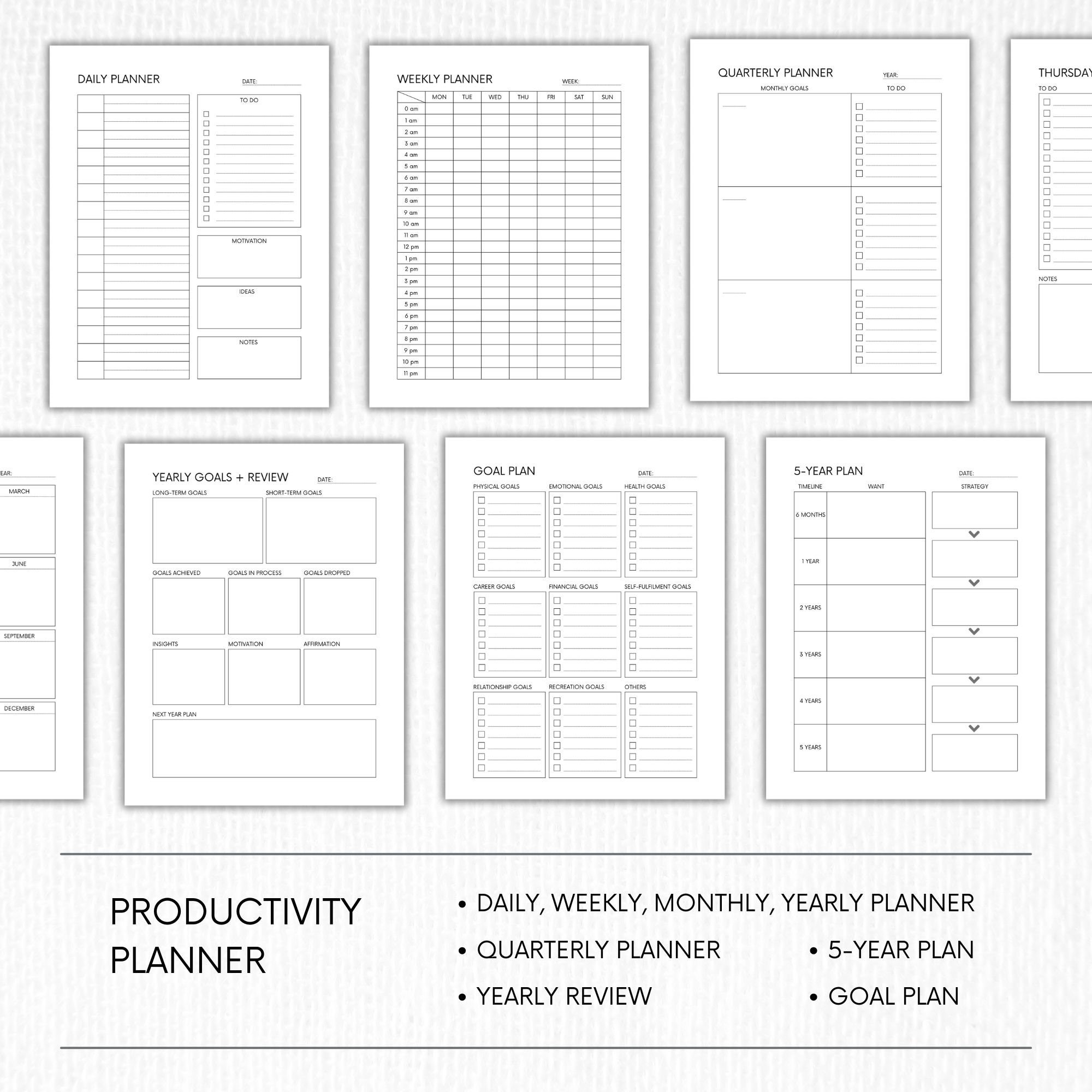 Productivity Planner Printable | Life Organizer Planner | ADHD Planner ...