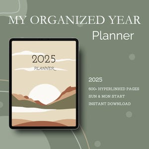 2025 Digital Planner | Goodnotes Digital Planner | Notability Planner | Hyperlinked Planner | Minimalist Planner | My Organized Year Planner