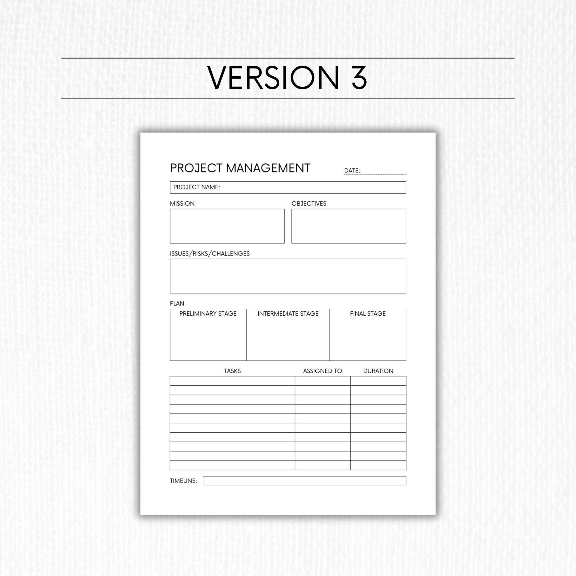 Project Planner Printable Project Digital Planner Project Management