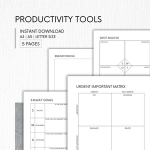 Productive Planning Tools Digital | Goal-Organizing Printable Pages | Science-based Productivity Method | Goal-Setting Planner 2024