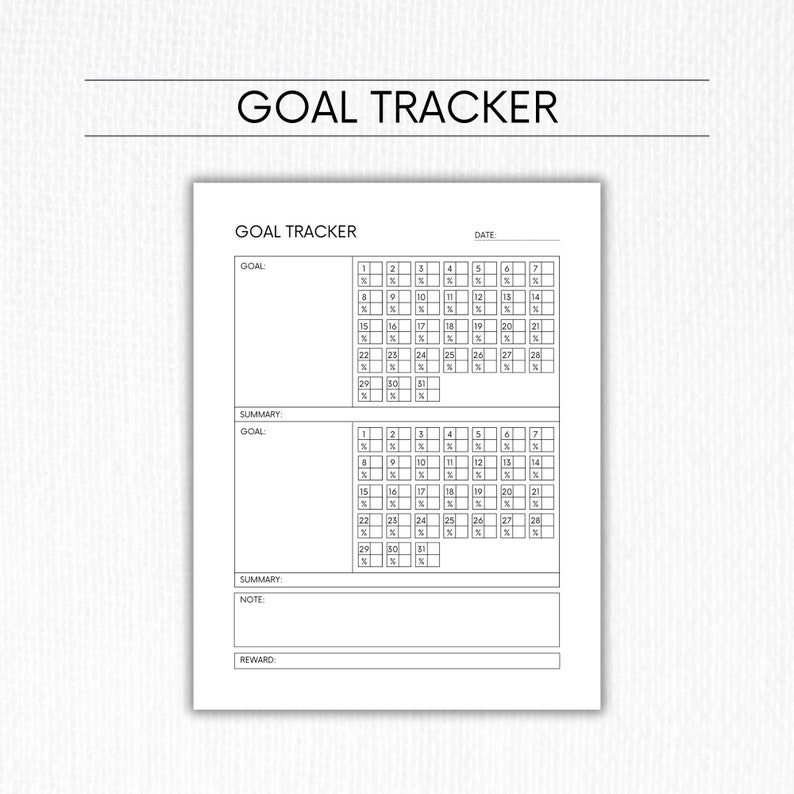 Goal Tracker Printable | Habit Tracker Printable | Habit Digital