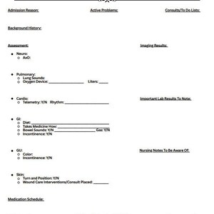 Nursing Report Sheet - Nursing Students, New Graduates, Experienced Nurses