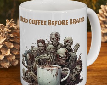 Zombie Art Coffee Mug: Halloween Ceramic Mug