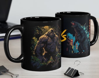 Monstrous Showdown: Epic Battle Custom Art Mug