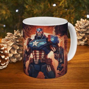 Captain America As The Transformer Hero Custom Art Coffee Mug