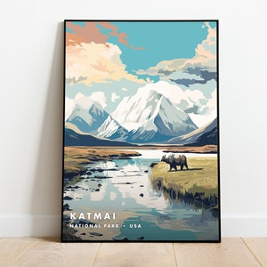 Katmai Nationalpark Kunstdruck | Wildnis Wand Kunst | Dekor des Naturliebhabers | Alaska-Landschaft | Bären Aussichtspunkt | Geschenk | Geburtstagsgeschenk