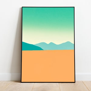 Minimalistischer Wüstendünen Druck | Abstrakte Landschaft Poster | Moderne Kunst Dekor | Gelassener Sonnenuntergang Wandkunst | Zeitgenössische Wohnästhetik
