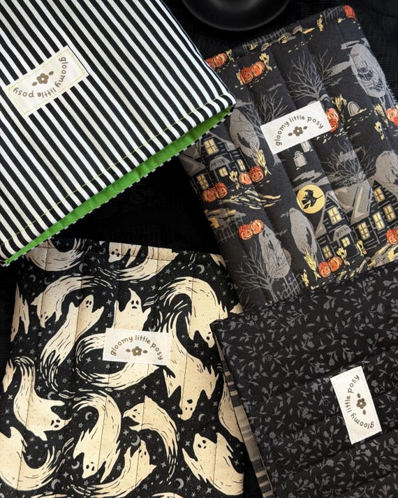 Quilted Book Sleeve | Book Protector | Halloween | Goth/ Alternative Style