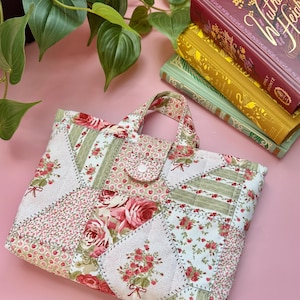Quilted Book Sleeve | Padded Hardcover Protector | Floral Patchwork Design
