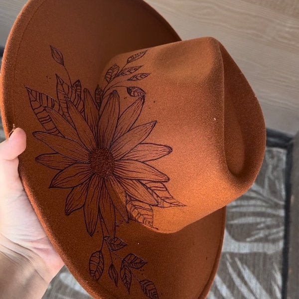 Burned western hat- sunflower mix