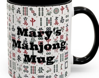 Personalized Mahjong Mug with name, Custom Mahj Cup, Mahjong Coffee Mug, Mahjong Group Gifts, Mahjong Players, Mah-Jongg gift for grandma