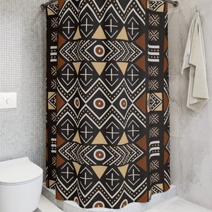 AFRICAN PRINT Shower Curtain, Mudcloth Bathroom decor, Afrocentric bathroom, Ankara Inspired , Melanin Art, tribal ethnic pattern curtain