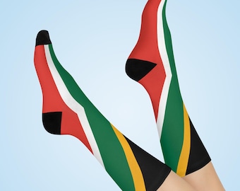 South Africa Flag Socks, South Africa Cushioned Crew Socks, Gift for South African Au pair, South Africa souvenir, South Africa Gift for him