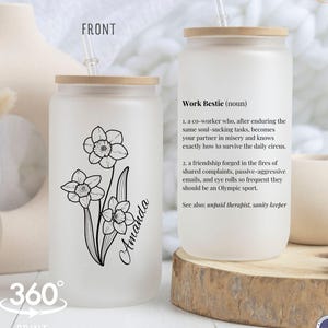 Personalized Work Bestie Ice Coffee Cup, Funny Work Bestie Gift, Emotional Support Coworker Gift, Work Bestie Tumbler, Coworker Friend Gift
