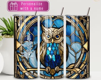 Personalized Owl Tumbler With Name, Owl Lover Gift, Owl Gifts for Women, Custom Owl Cup, Owl Travel Mug, Owl Gift for Her, Owl Gift for Him
