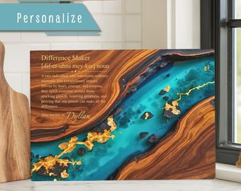 Personalized Difference Maker Gift, Thank You Appreciation Glass Cutting Board, Charcuterie Tray Plaque for Employee, Boss or Coworker