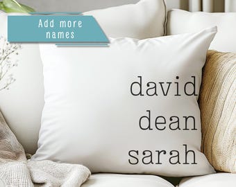 Personalized Family Name Throw Pillow Cover, Custom grandkids names Cushion Case, Gift for Mom Grandma, Housewarming Home Decor