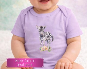 Cute Zebra Baby Bodysuit with name, Safari baby shirt, South African romper, Jungle animal Outfit, Zoo animal Baby Clothes, Woodlands Baby