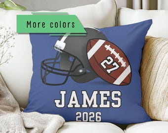 Personalized Football Throw Pillow Cover, Custom Pillowcase with Name & Number, Sports Room Décor, Team Gift Senior Jersey Number Pillow