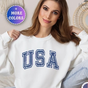 Retro USA Sweatshirt, USA Crewneck, USA Shirt, America Sweatshirt, 4th of July Sweatshirt, Patriotic American Sweatshirt, Usa Flag Pullover