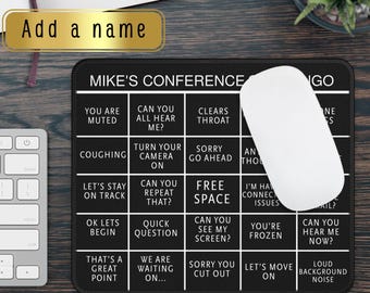 Personalized Conference Call Bingo Mouse Pad – Custom Funny Work Meeting Game – Work From Home Desk Gift – Office Humor Mousepad