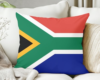 South Africa Flag Throw Pillowcase, South African Flag Accent Pillow Cover, Patriotic Scatter Cushion Gift, SA Home Decor faux suede
