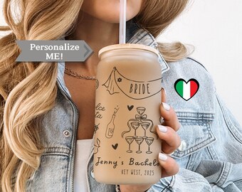Vaso de cristal personalizado para despedida de soltera italiana, vaso La Dolce Vita, vaso para despedida de soltera italiana, despedida de soltera italiana That's Amore