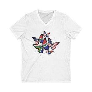 SOUTH AFRICA FLAG V-Neck Shirt, South Africa tshirt, South african flag t-shirt, South African flag Tee, South Africa flag shirt for her White
