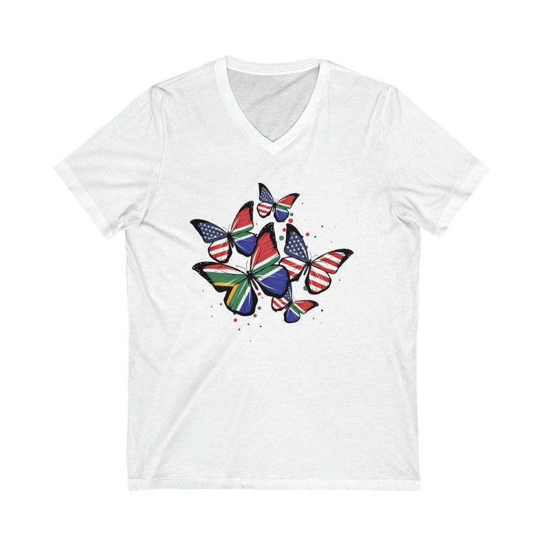 SOUTH AFRICA FLAG V-Neck Shirt, South Africa tshirt, South african flag t-shirt, South African flag Tee, South Africa flag shirt for her White