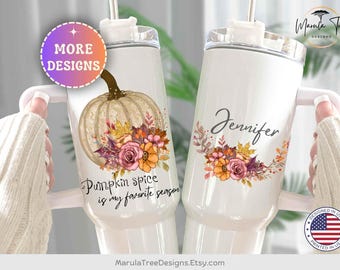 Personalized Pumpkin Spice Tumbler 40oz, Pumpkin Spice is my favorite season Tumbler with handle, Trendy Fall tumbler, PSL tumbler, Fall Cup