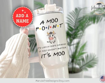 Vaso Moo Point personalizado, vaso con frase de amigos, vaso con frase divertida de Joey, taza Moo Point, vaso de amigos personalizado con nombre