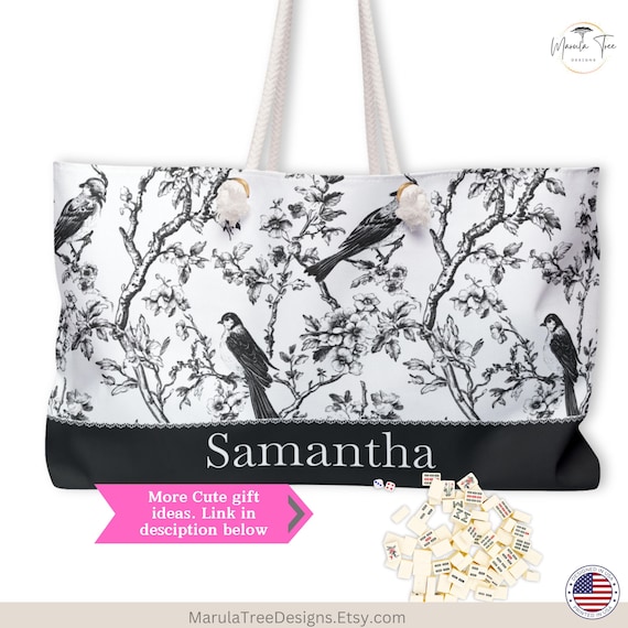 Personalized Mahjong Bag, Mahj storage bag, Carry all Mahjong game night bag, Custom Mahj Tote, Mahjong gift idea, Mahj bag set, Bird Bag