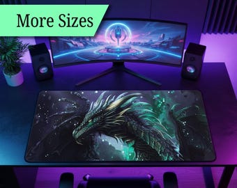 Dragon Desk Mat Large – Fantasy Gaming Mouse Pad, Mystic Dragon Desk Pad, Gamer Office Decor, Epic Dragon Artwork Desk Mat xl