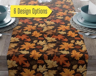 Fall leaf Table Runner, autumn table runner, Rustic Thanksgiving Table linen, Fall leaves cloth napkins set, Fall leaves Table setting