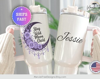 MoonChild Tumbler 40oz with handle Personalized Witchy Gifts Witch Mug Custom  witchie witchy witch tumbler with name ,Spiritual Tumbler