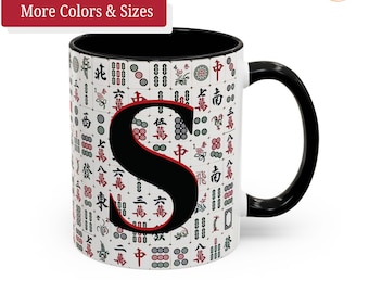 Personalized Mahjong Mug, Custom Mahj Cup with Initial, Mahjong Coffee Mug, Mahjong Group Gifts, Mahjong Players, Mah-Jongg gift for grandma