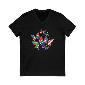 SOUTH AFRICA FLAG V-Neck Shirt, South Africa tshirt, South african flag t-shirt, South African flag Tee, South Africa flag shirt for her Black