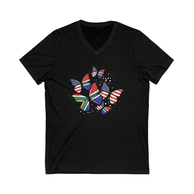 SOUTH AFRICA FLAG V-Neck Shirt, South Africa tshirt, South african flag t-shirt, South African flag Tee, South Africa flag shirt for her Black