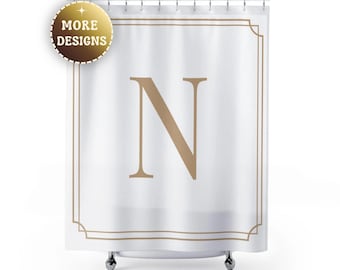 Cortina de ducha con monograma personalizada, cortina de ducha con nombre, cortina de bañera con monograma, cortina de ducha de diseño elegante, cortina de ducha para apartamento universitario