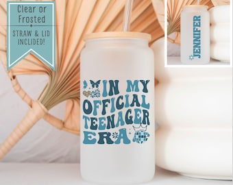 In My Official Teenager Era Ice Coffee Cup, 13th Birthday Gift For Girls, 13th Birthday Teenager Era Glass, 13th Birthday Cup, 13th Bday Cup