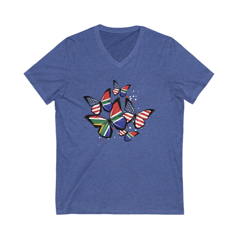 SOUTH AFRICA FLAG V-Neck Shirt, South Africa tshirt, South african flag t-shirt, South African flag Tee, South Africa flag shirt for her Heather True Royal