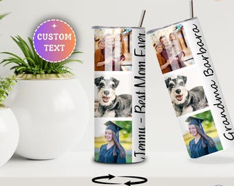 Personalized Photo Collage Tumbler, Custom Photo Cup, Multiple Photo Tumbler with name, picture tumbler, Tumbler with any Picture and text