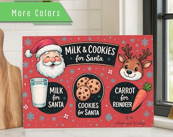 Personalized Santa Plate with names, Custom Christmas Eve Treat Board, santa treat board, santa snack plate, cookies milk and carrots