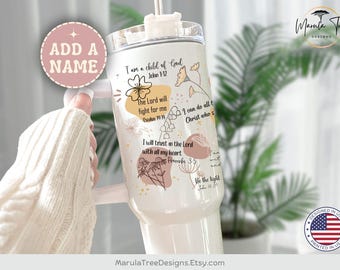 Christian Affirmation Tumbler with handle, Bible Verse 40oz Tumbler, Affirmation cup, Christian Gift, Easter Gift teens, Bible Affirmations