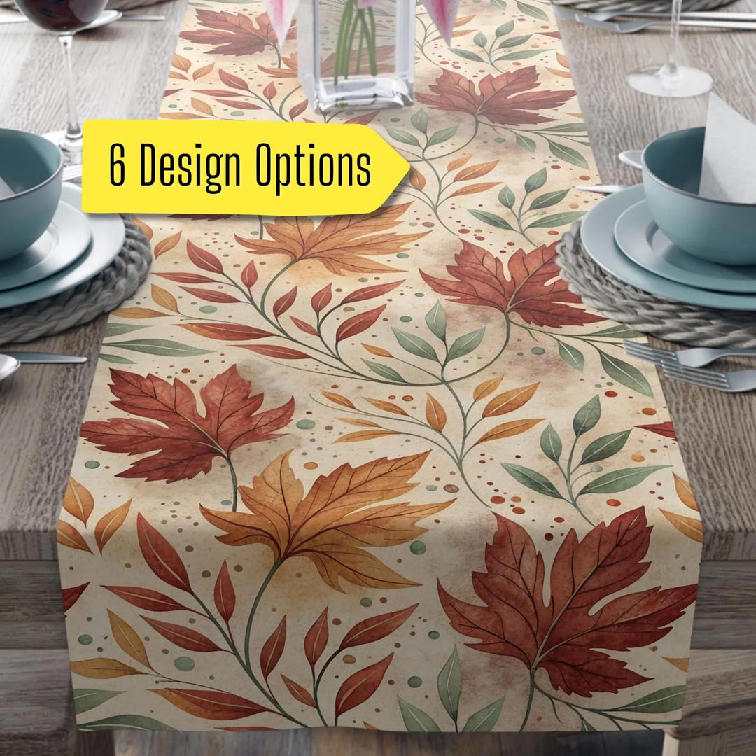 Fall Leaf Table Runner, Autumn Table Runner, Rustic Thanksgiving Table ...