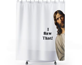 Cortina de ducha divertida con Jesús, meme de Jesús, baño divertido en la residencia universitaria, decoración de baño divertida, humor adulto divertido