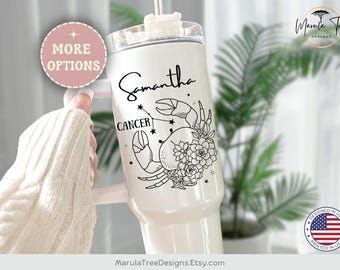 Zodiac sign Tumbler 40 oz, zodiac personalized birthday gift for best friend Astrology gift, Celestial Moon Gifts, Christmas Zodiac gift